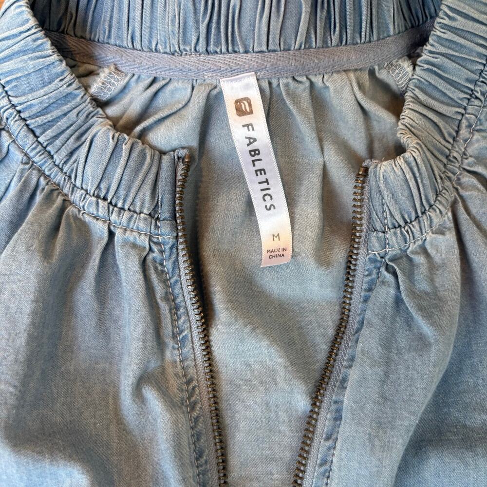 Fabletics Lightweight Chambray Bomber Style Zipper Jacket - Picture 6 of 8